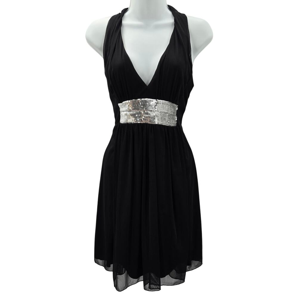 Ruby Rox Vtg Y2K Whimsigoth Baddie Glam Going Out Babydoll Mesh Sequin Dress M
